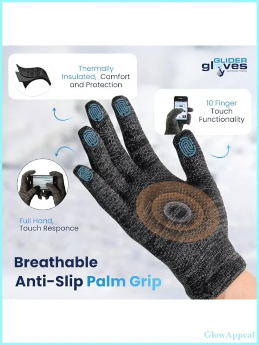 Touch Screen Gloves for Men & Women - 10-Finger Gaming Gloves, Anti-Slip Palm